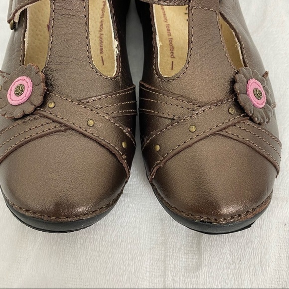 NEW STRIDE RITE Leather Carol Metallic Brown Floral Shoes Size 11.5W School Play - Picture 5 of 10